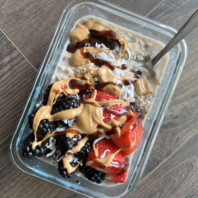 Healthy PB&J Overnight Oats