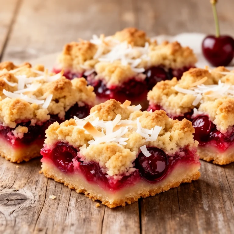 Coconut Cherry Crumble Bars
